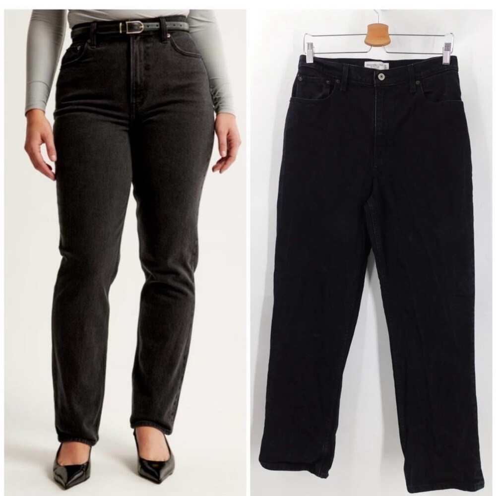 Abercrombie & Fitch Curve Love Size 10S Ultra High Rise 90s Straight Jean Black